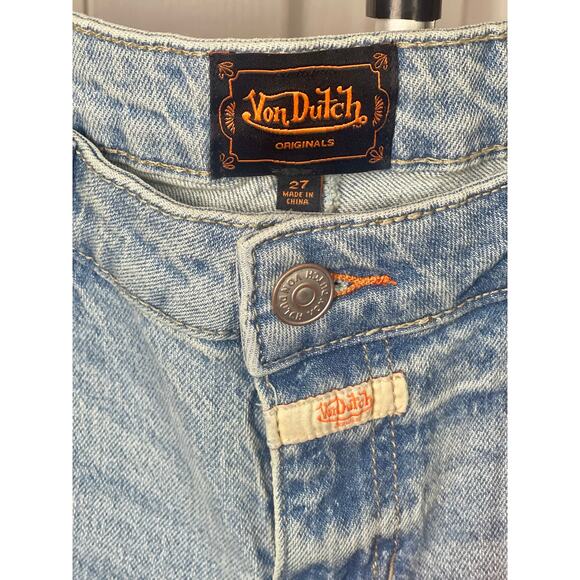 NWT Y2K Von Dutch Low Rise Bootcut patch Embroidered Jeans size 27. - Picture 8 of 15
